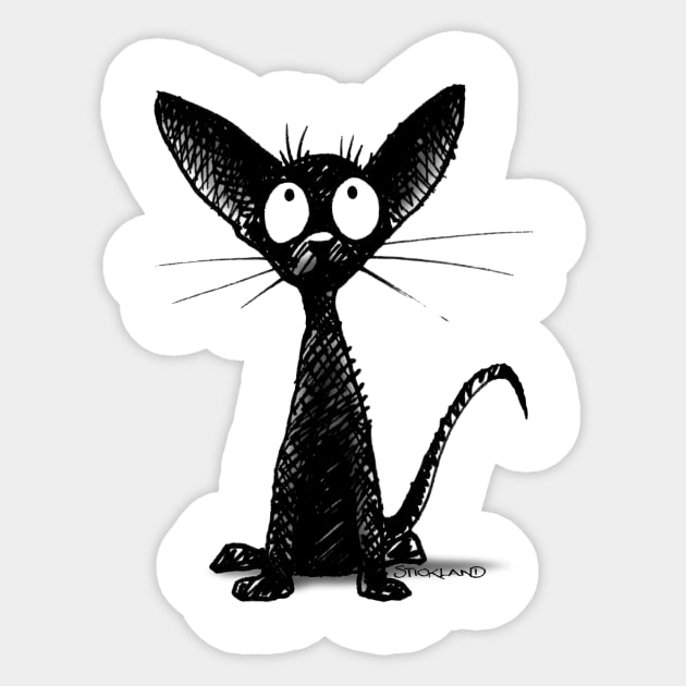 Cute Funny Black Oriental Kitten Cat Art Sticker by PaulStickland